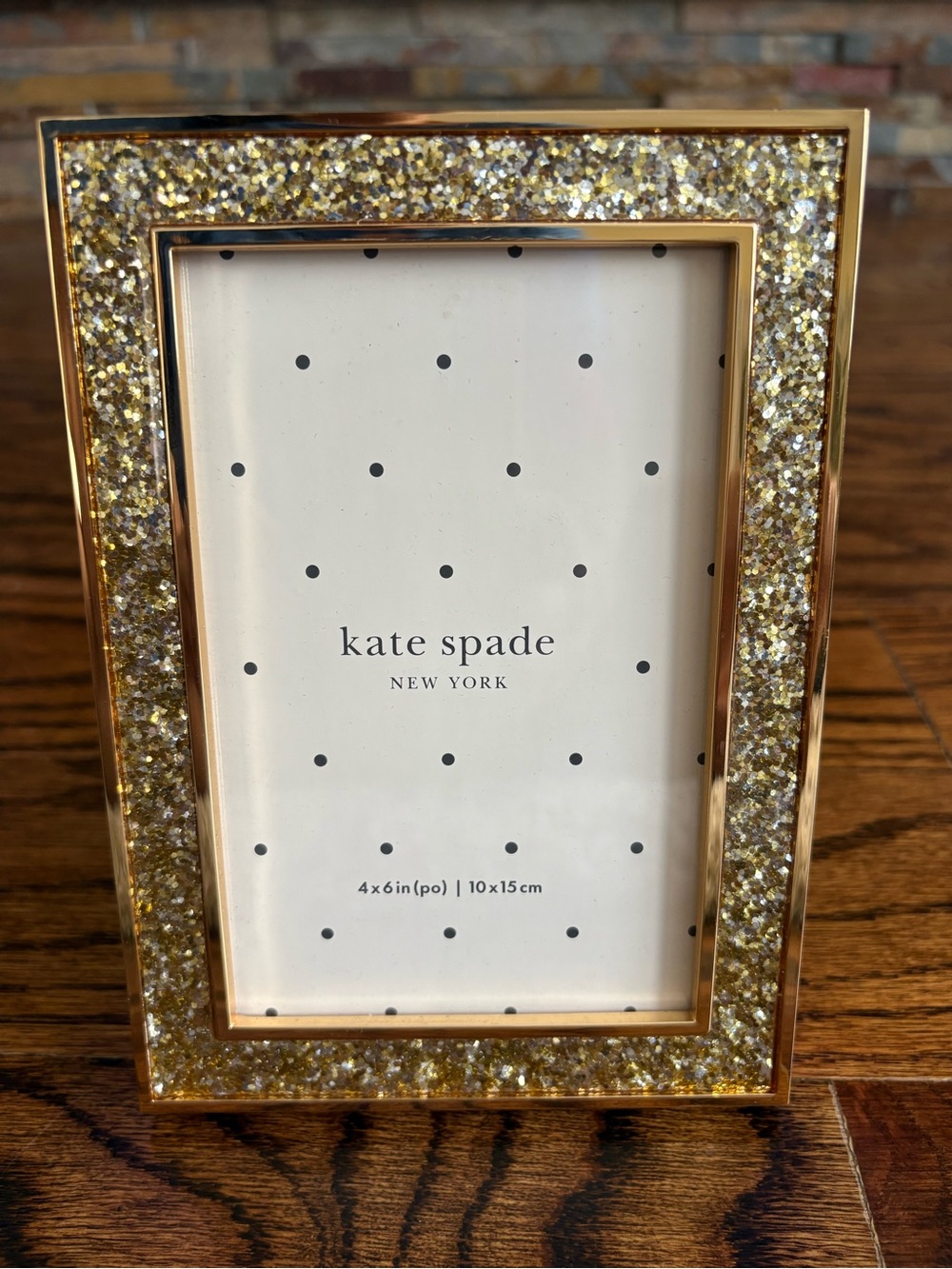 Kate Spade New York x LENOX Sitting Pretty Gold Glitter Edges 4x6 Photo Frame